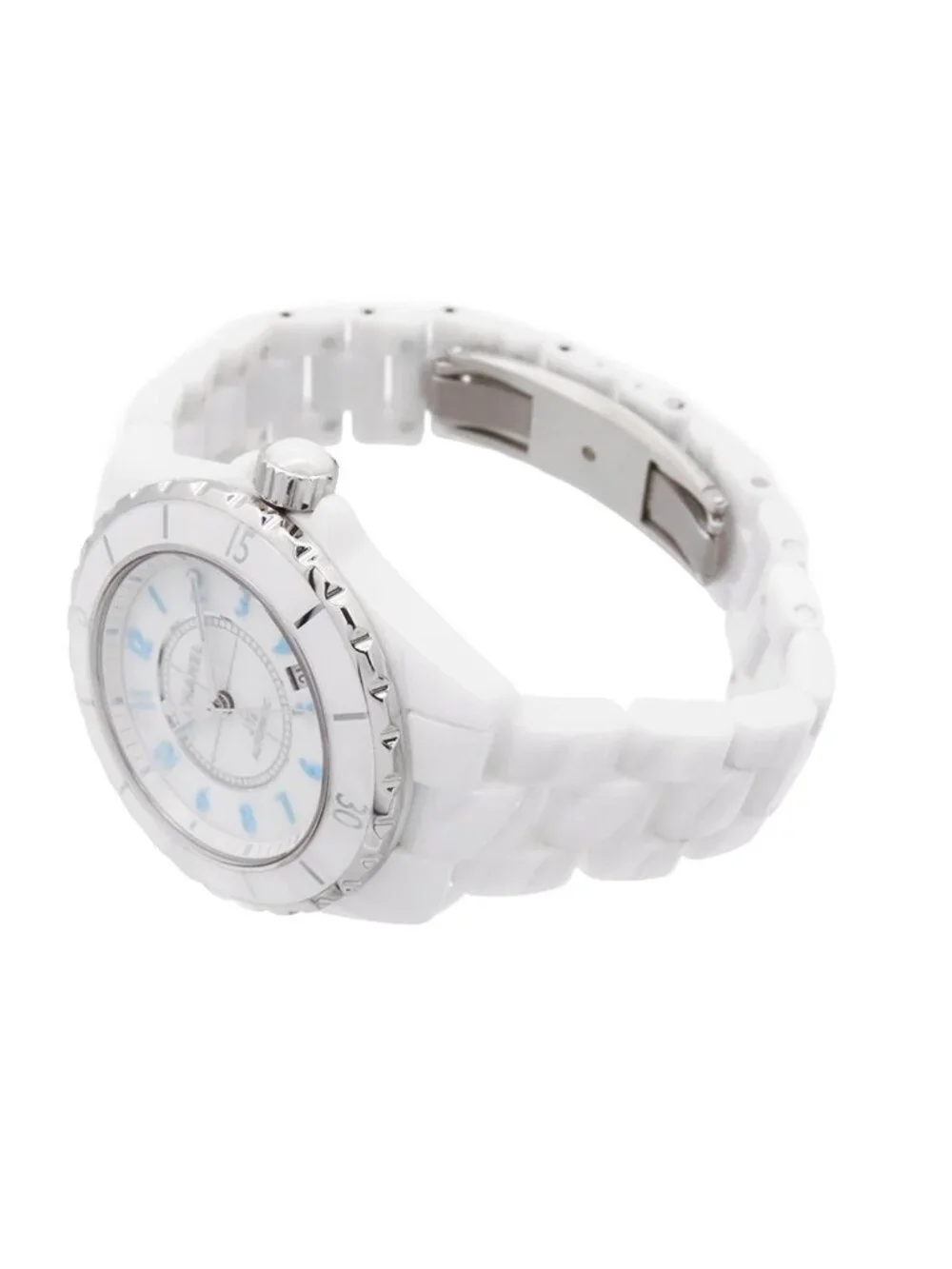 Chanel White Ceramic SS Blue Light 38 World Limited Book Card Watch Automatic
